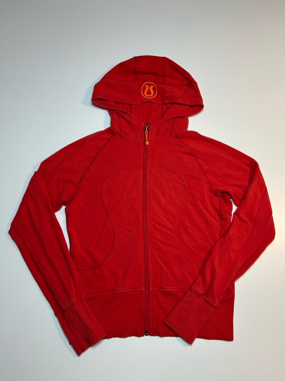 lululemon Red Scuba Full Zip Hoodie Orange Logo Special Ed
